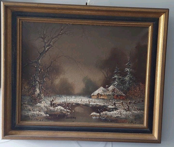 Schilderij Albert Buikema - Winters Landschap, Ophalen, Doek, Realistisch, Landschap