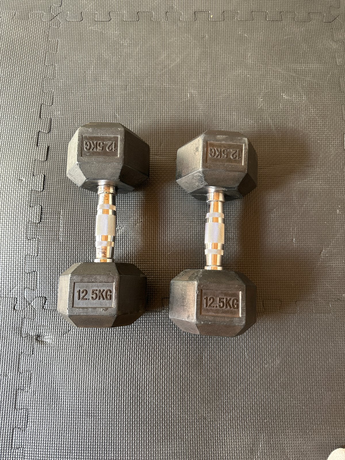 2 Hex Dumbbells 12.5kg, Sport en Fitness, Fitnessmaterialen, Ophalen, Gebruikt, Armen, Dumbbell