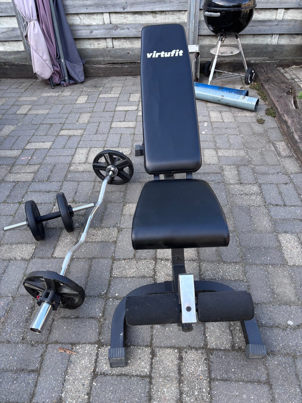 Virtufit Krachtstation met halterbank en gewichten, Ophalen, Gebruikt, Krachtstation, Armen