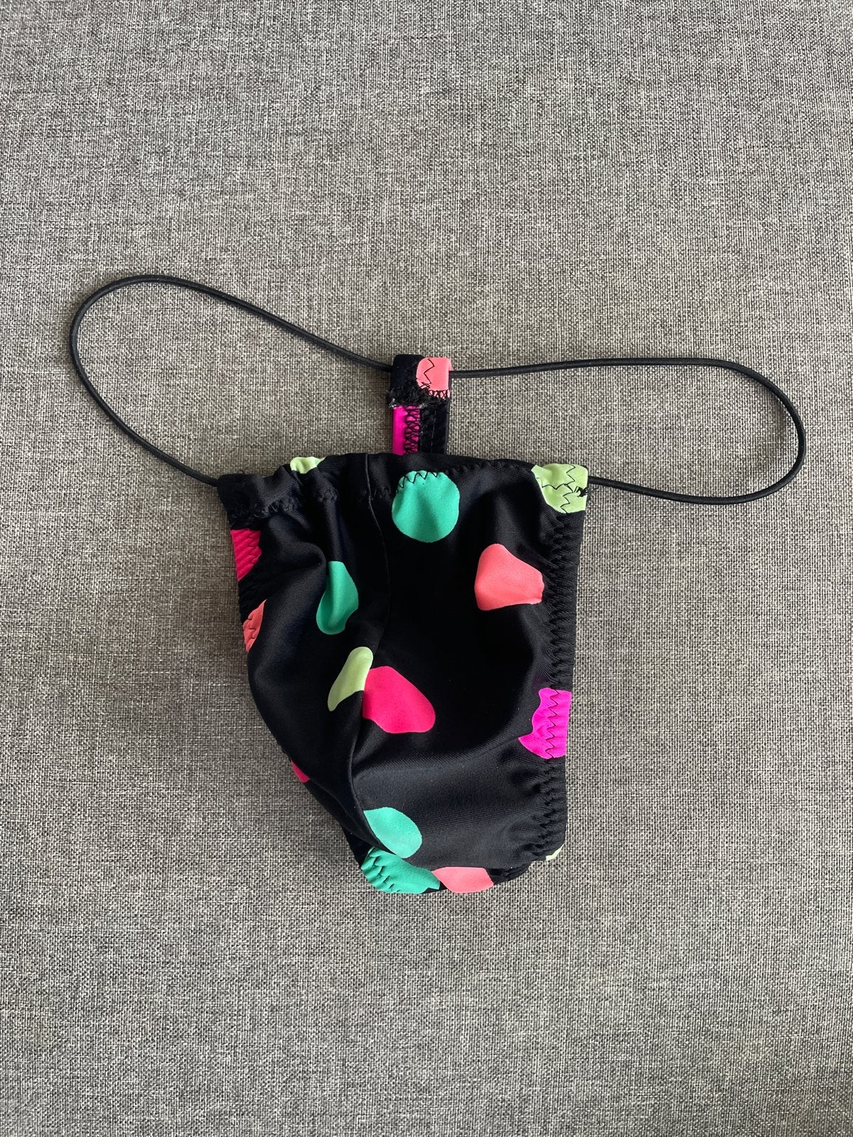 Zwarte G-String met stippen - S, Verzenden, Zwart, Slip
