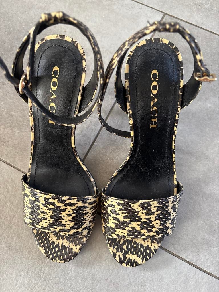 Coach sandalen met slangenprint, Kleding | Dames, Schoenen, Ophalen of Verzenden, Gedragen, Zwart, Sandalen of Muiltjes