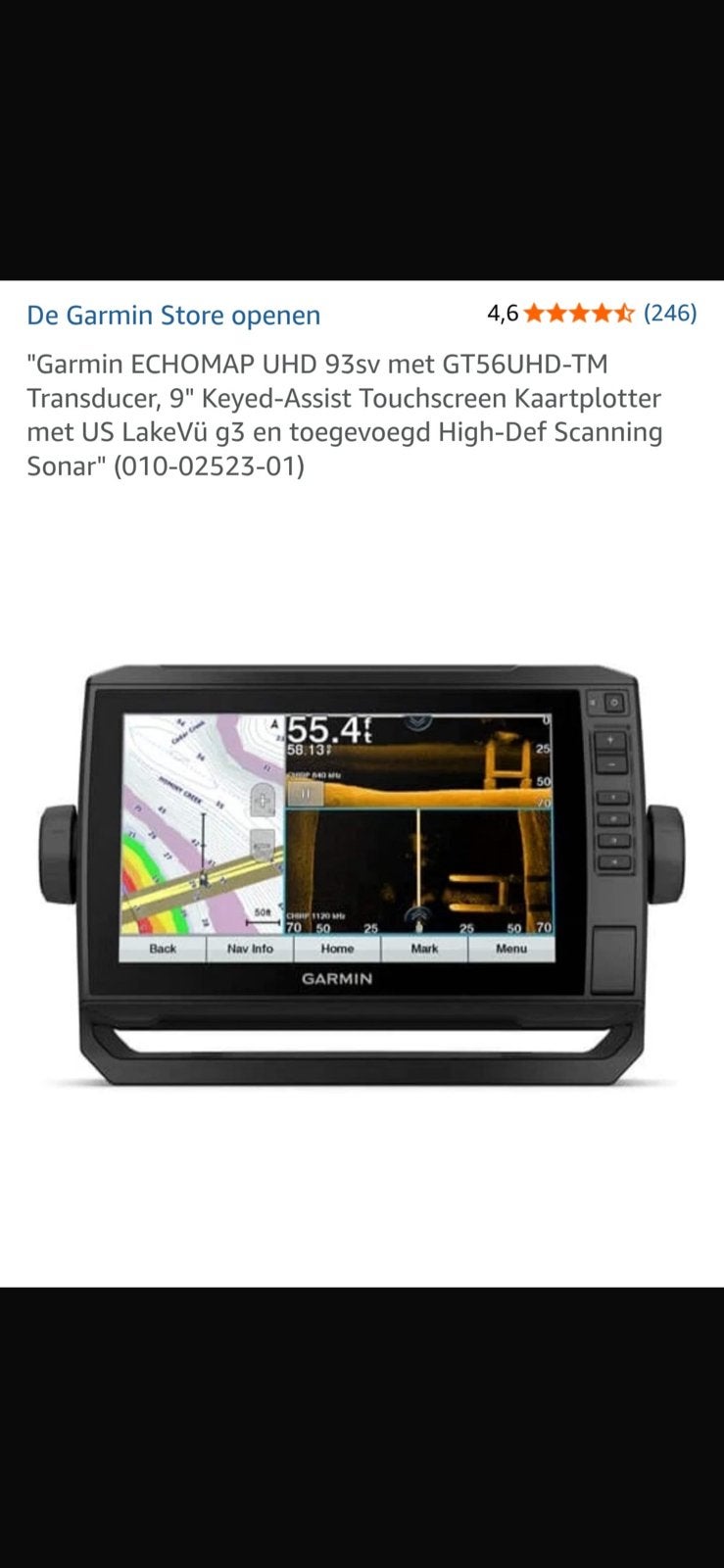 Garmin ECHOMAP UHD 92sv Touchscreen Fishfinder, Ophalen of Verzenden, Zo goed als nieuw, Kaartplotter of Fish Finder