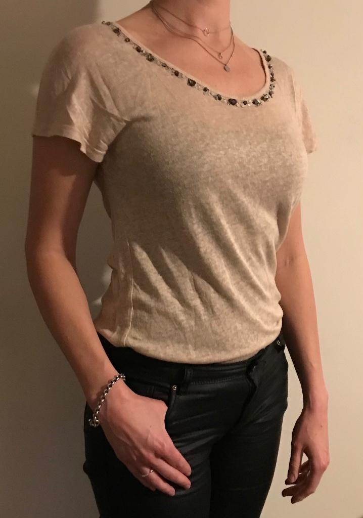 Nieuwe top, linnenlook met fijne pailletversiering, Maat 38/40 (M), Miho's, Ophalen of Verzenden, Zo goed als nieuw