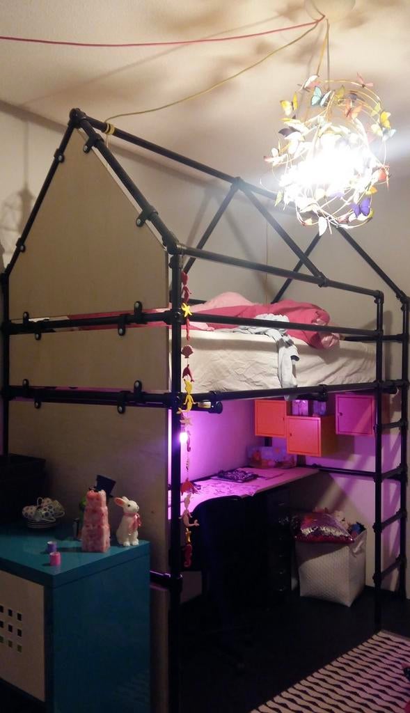Hoogslaper Django steigerbuizen zwart kinder/tienerbed, Huis en Inrichting, Slaapkamer | Stapelbedden en Hoogslapers, Ophalen