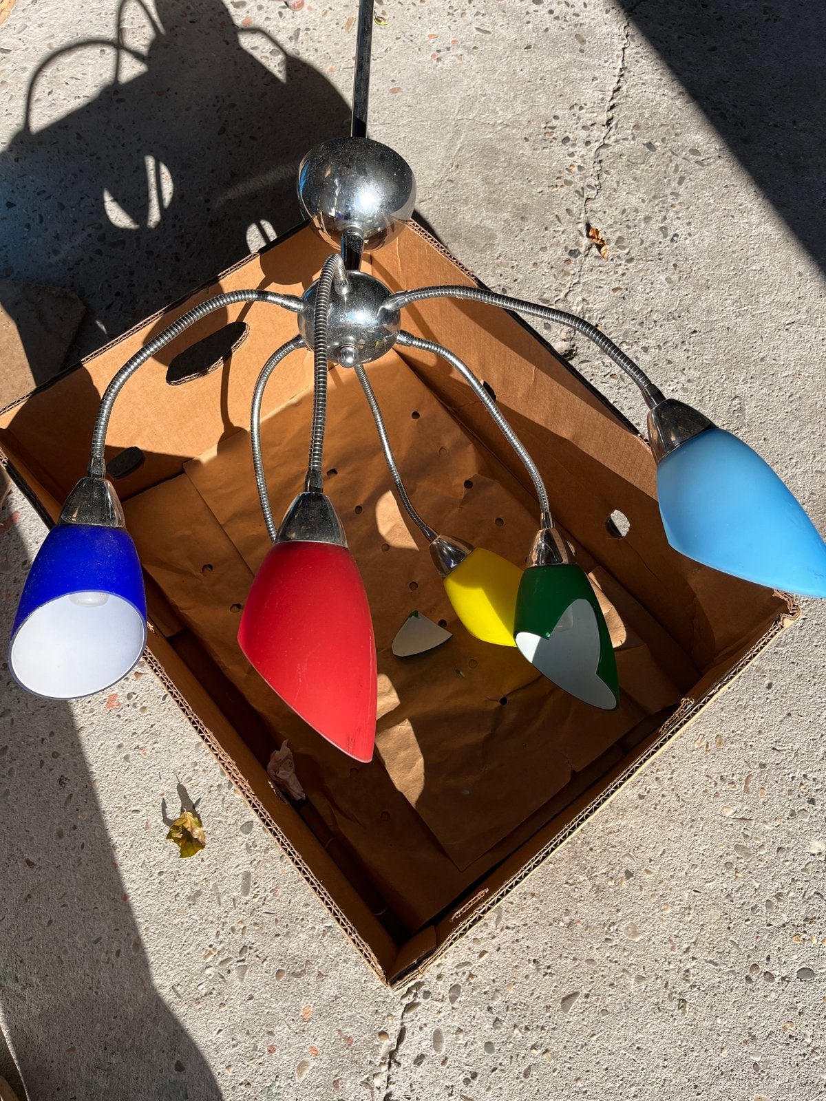 Vintage Hanglamp met 5 Gekleurde Flexibele Armen, Ophalen of Verzenden