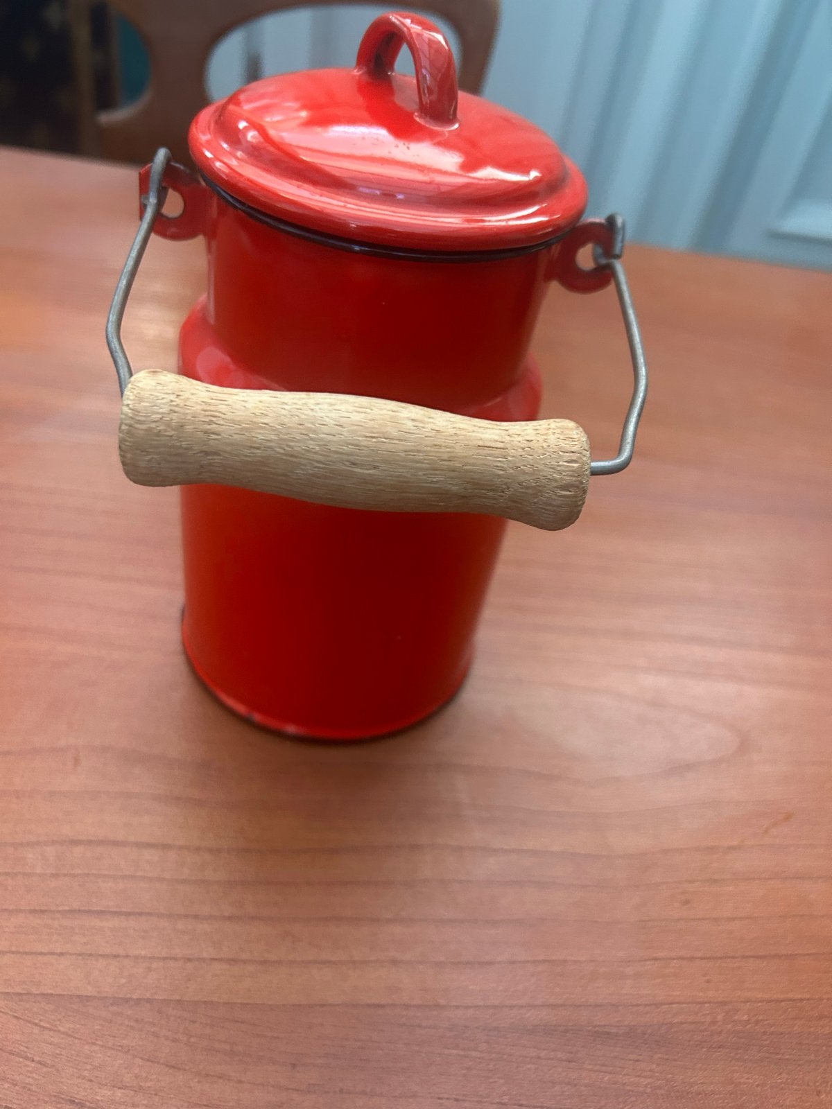 Vintage rode geëmailleerde melkbus, Made in Poland, Ophalen of Verzenden
