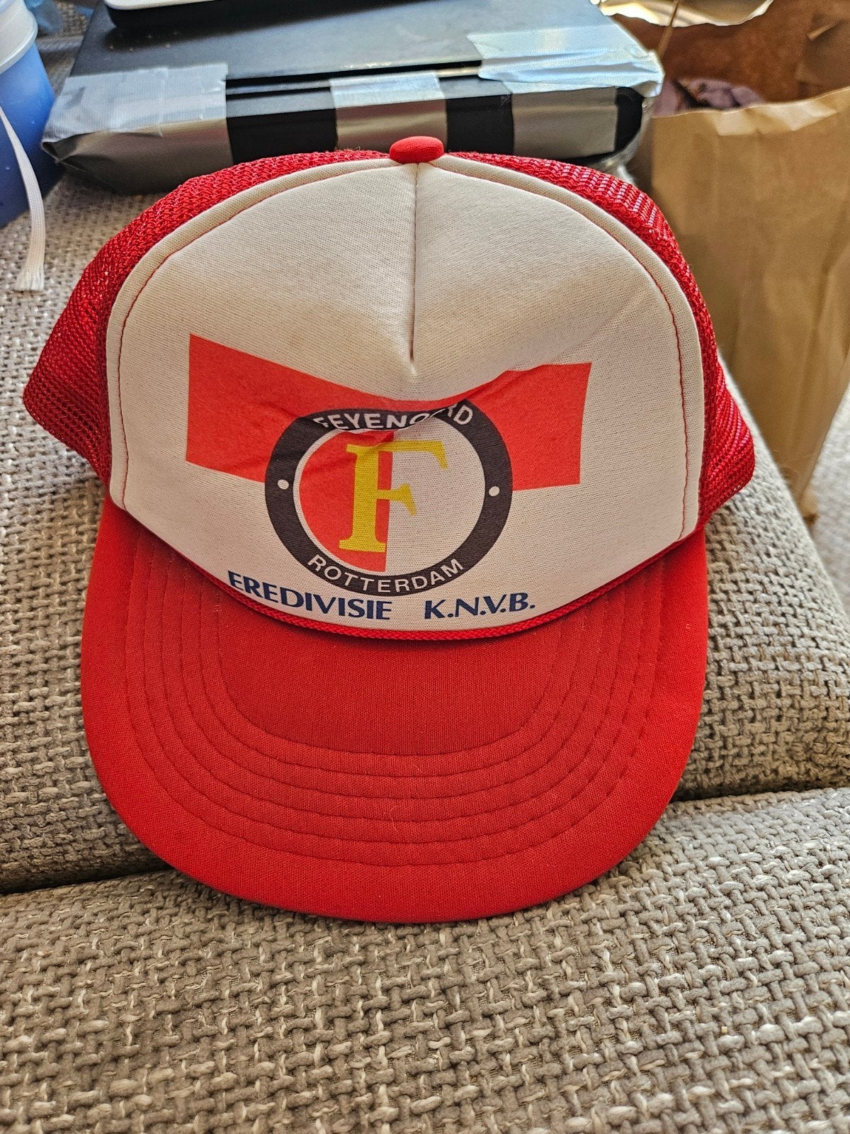 Vintage Feyenoord Pet - Eredivisie K.N.V.B. Rotterdam, Ophalen of Verzenden