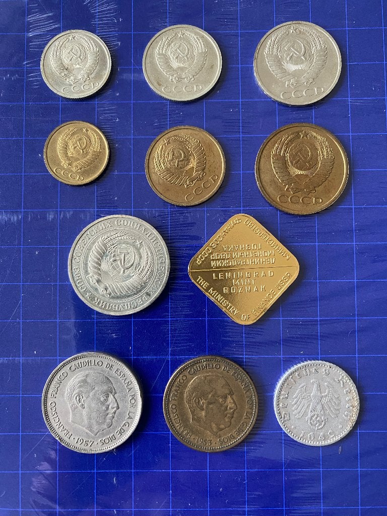 Div munten uit Rusland, Duitsland 1940, Spanje met Franco, Ophalen of Verzenden, Overige landen, Losse munt