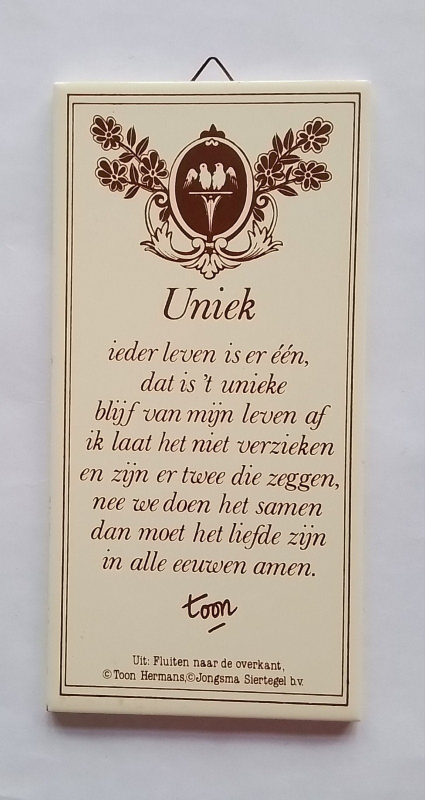 Uniek Spreukentegeltje Toon Hermans, Antiek en Kunst, Ophalen of Verzenden