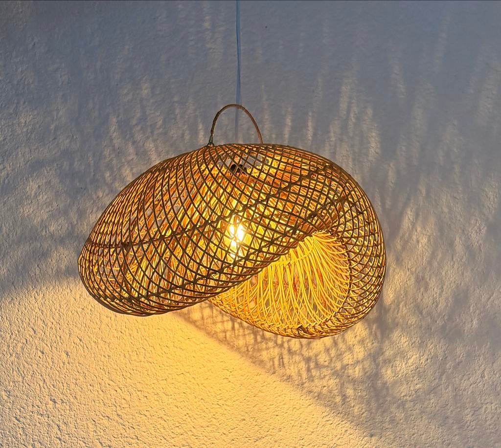 Unieke handgemaakte lamp uit Java, Indonesië, Ophalen, Nieuw, Hout, Minder dan 50 cm