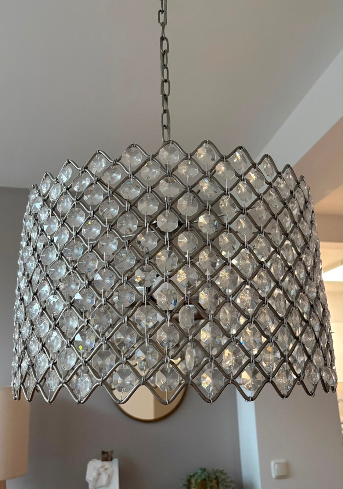 Handgemaakte Kristalglas Hanglamp - Ø45cm H29cm, Huis en Inrichting, Lampen | Hanglampen, Ophalen, Zo goed als nieuw, Glas