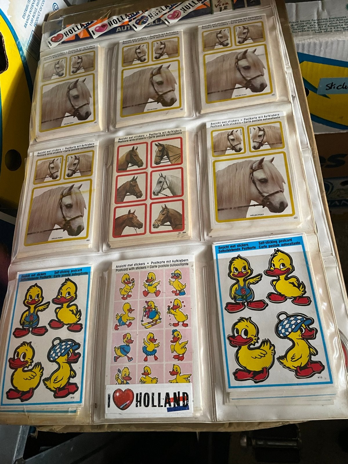Vintage Ansichtkaarten met Stickers: Paarden en Eendjes, Verzamelen, Ophalen of Verzenden, Gebruikt, Overige typen