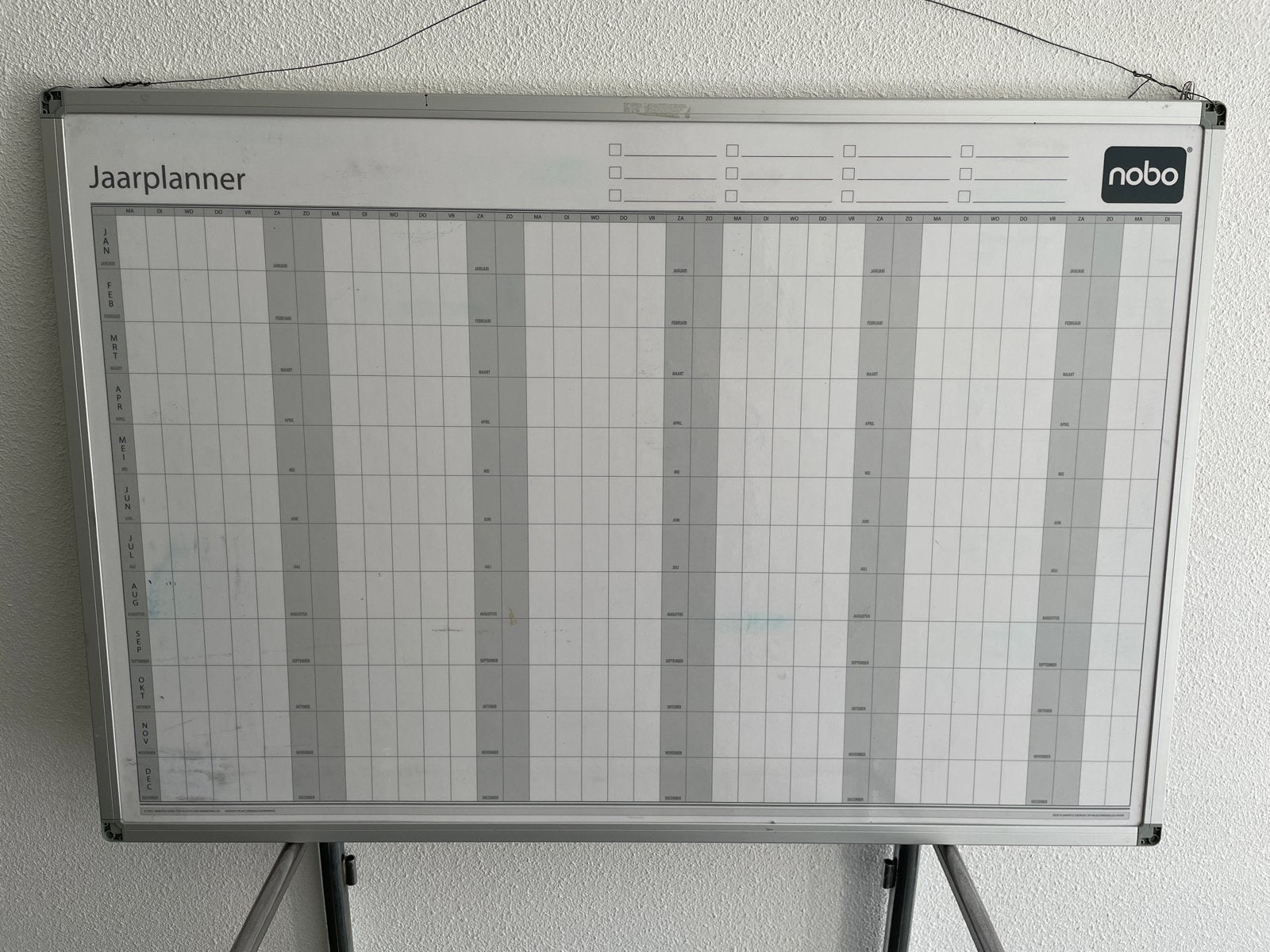 Whiteboard jaarplanner 60 x 90 cm, Ophalen, Gebruikt, Whiteboard