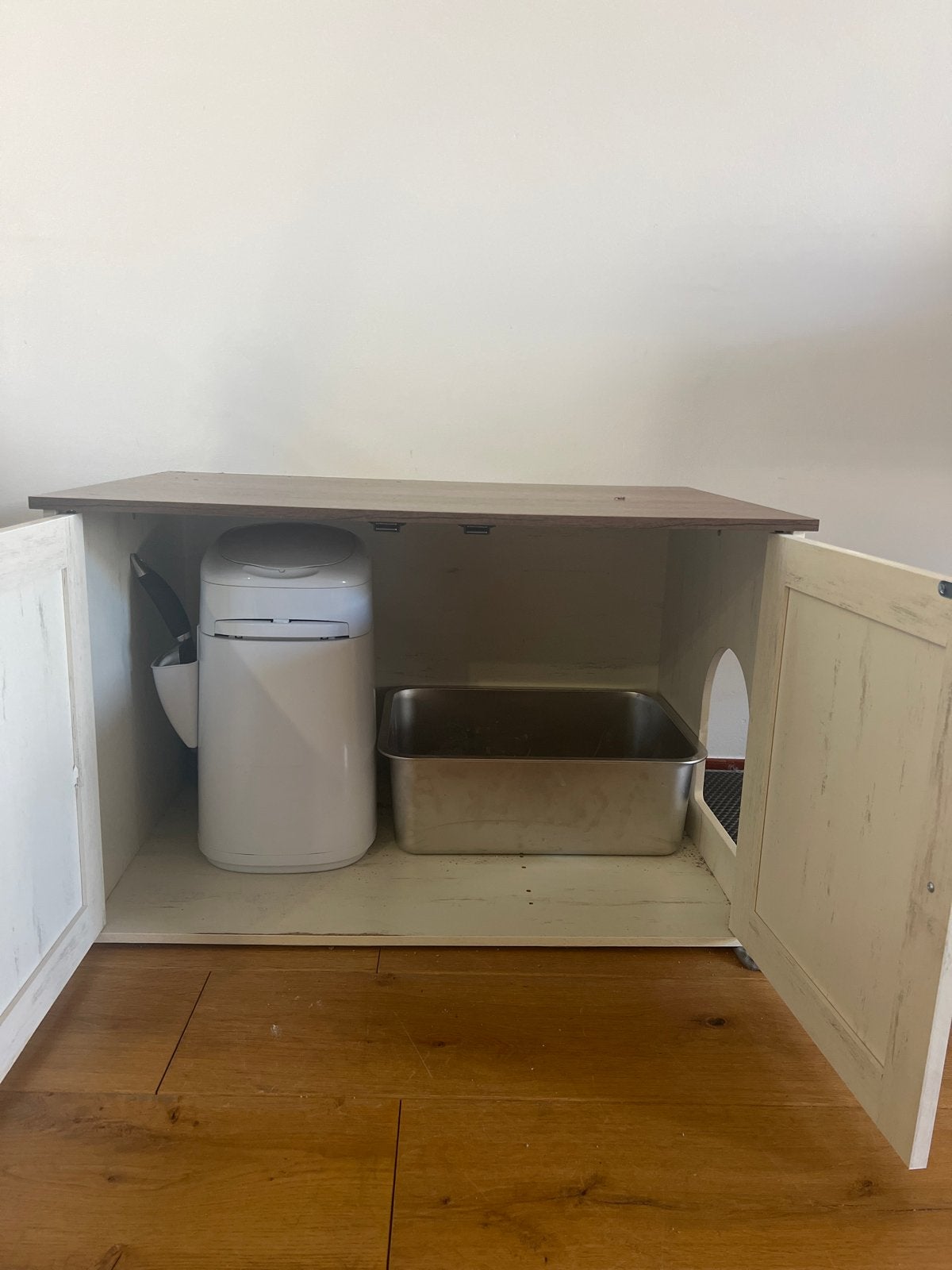Complete Kattenset: Kattenkast, RVS Kattenbak & Litter Genie, Ophalen, Zo goed als nieuw