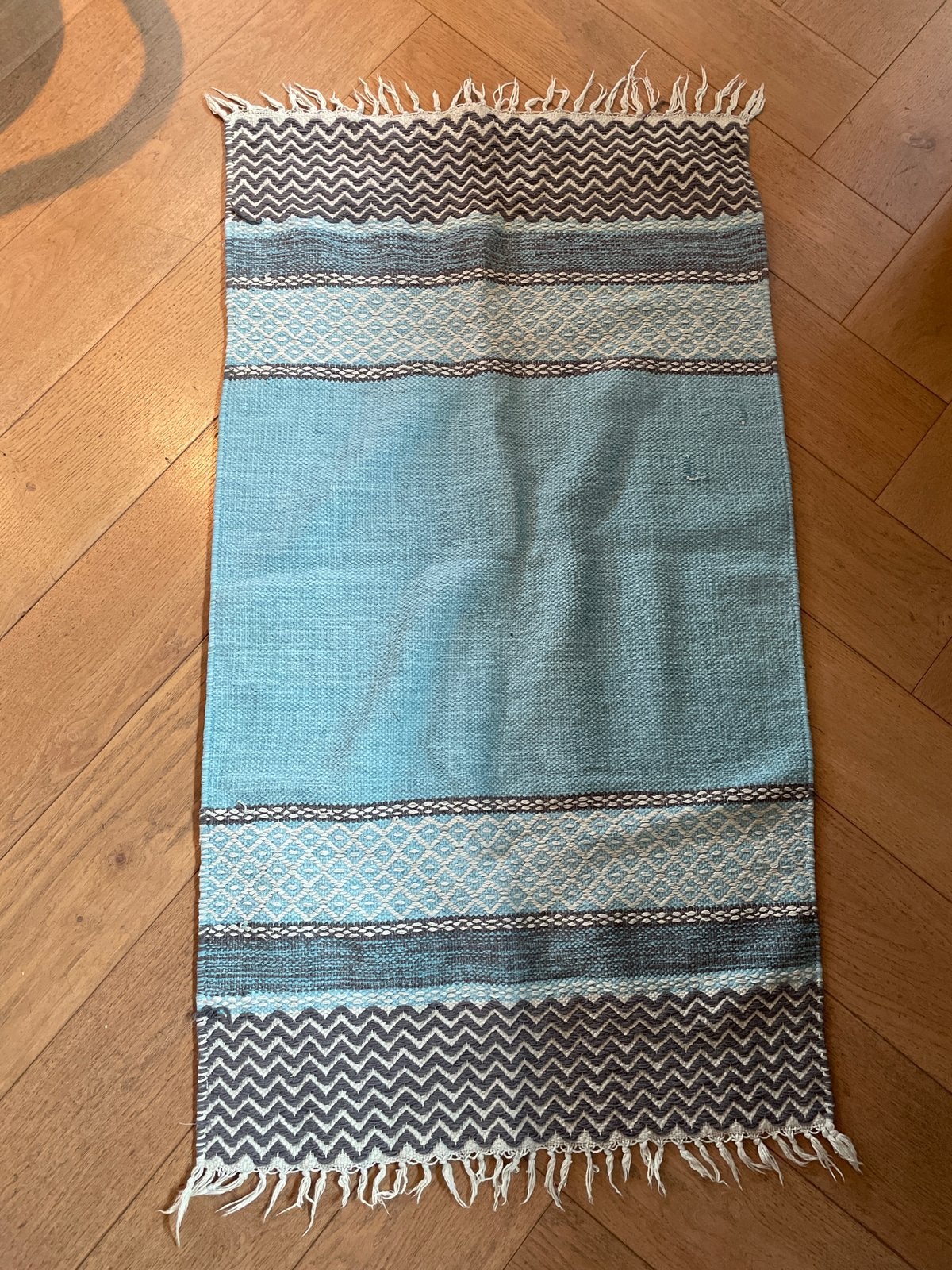 Vloerkleed HEMA 125x67 cm, Ophalen, 100 tot 150 cm, Blauw, 50 tot 100 cm