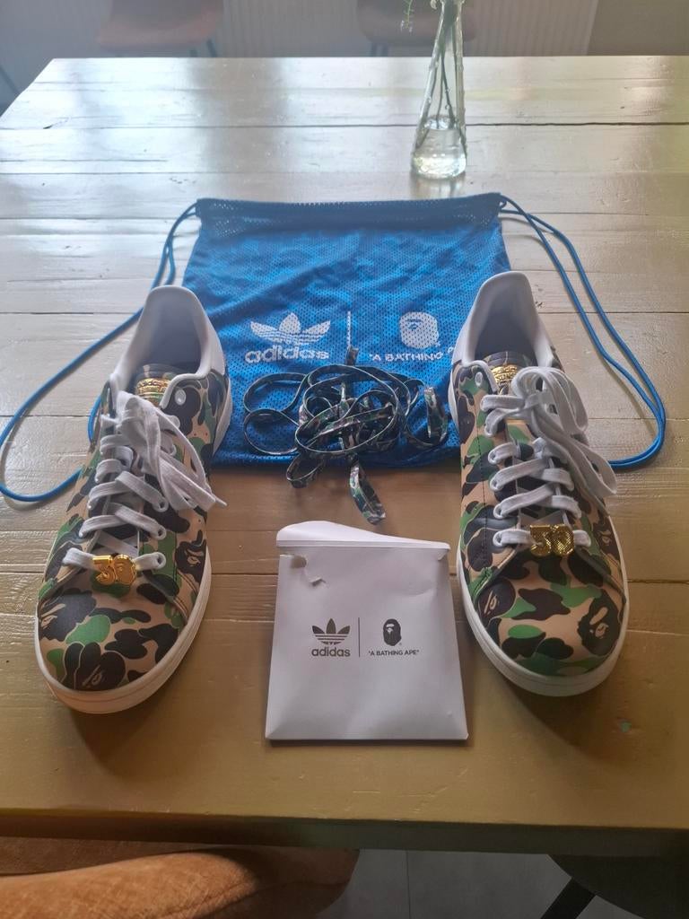 Adidas x BAPE Stan Smith Camo Sneakers ABC maat 44, Adidas x BAPE, Overige kleuren, Ophalen of Verzenden, Sneakers of Gympen