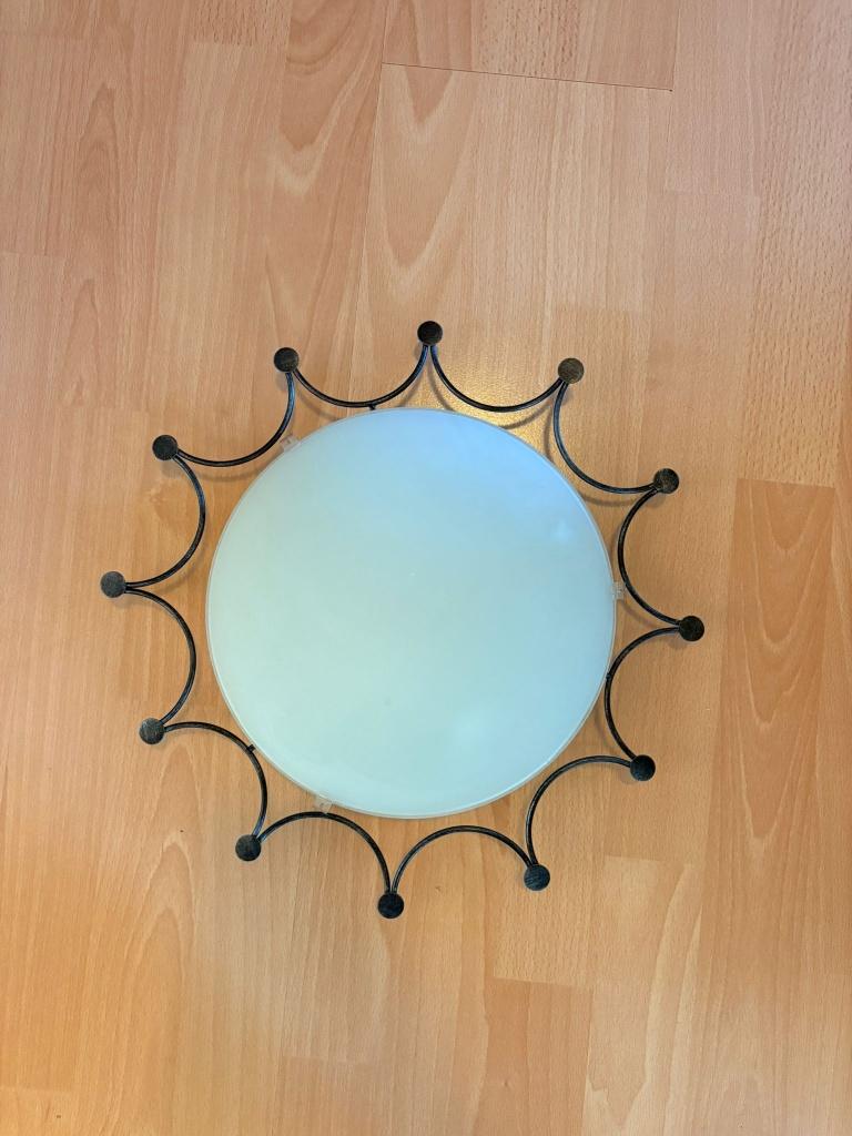 Antiek Franse Zon Plafonnière (Plafondlamp), Antiek, Ophalen of Verzenden, Zo goed als nieuw, Glas