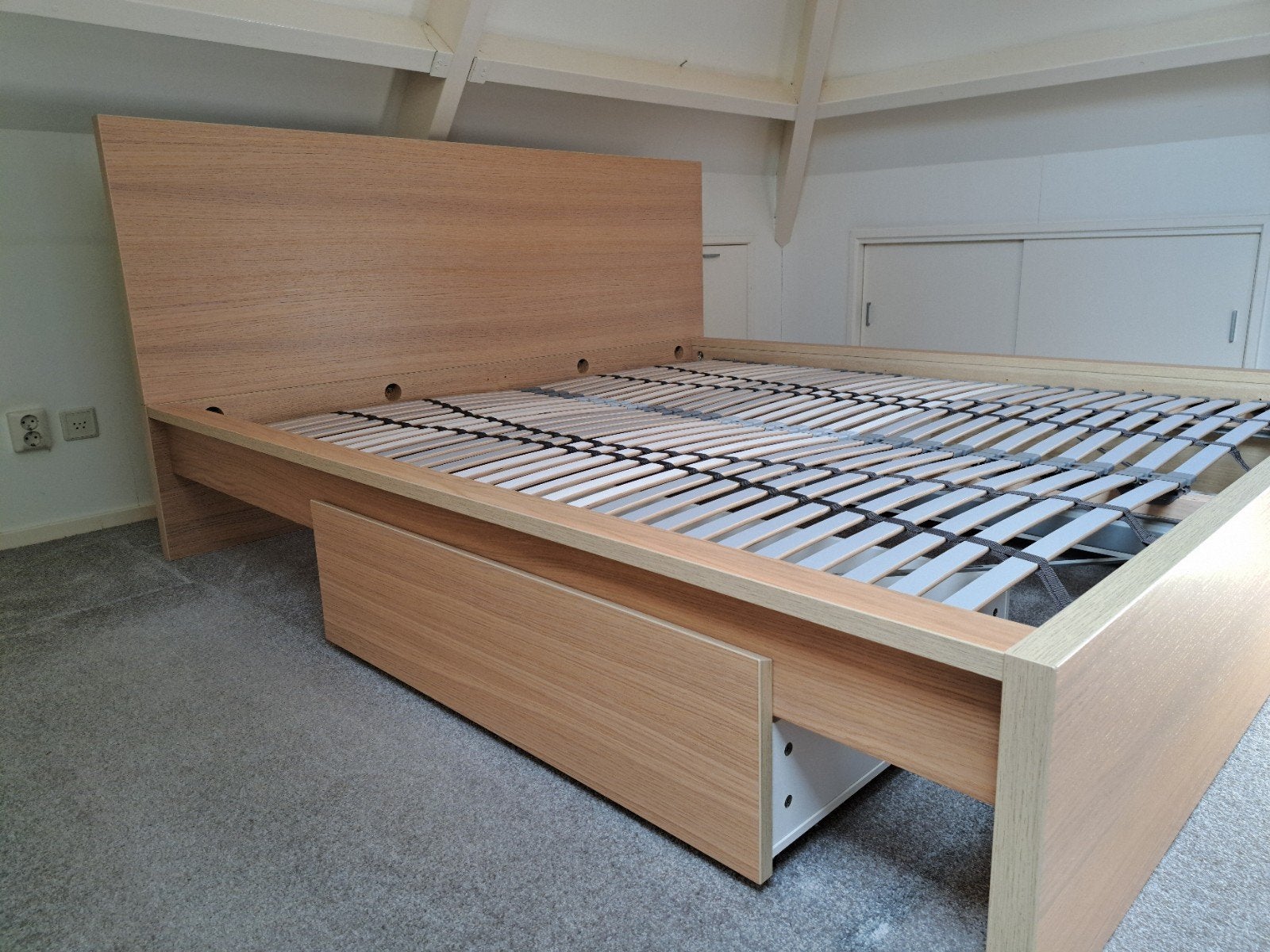MALM Bed 180x200 met 2 lades+lattenbodems - MOET WEG, Ophalen, Bruin, Tweepersoons, 180 cm
