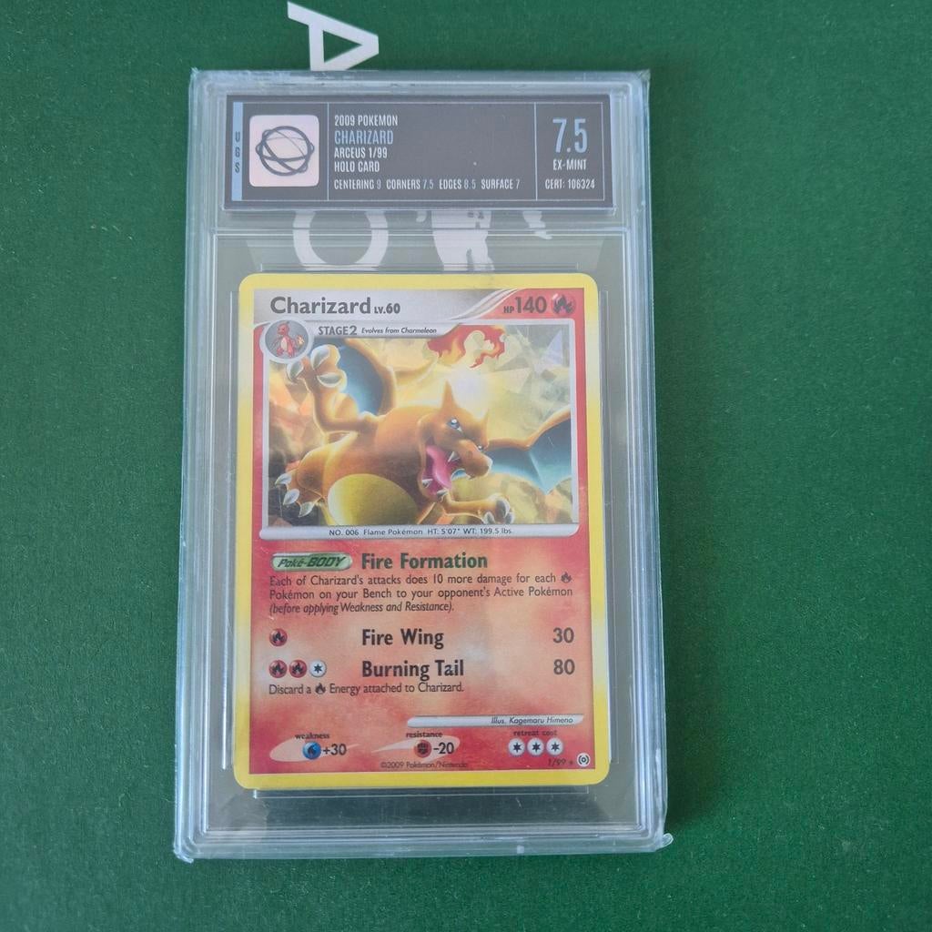 2009 Charizard LV.60 Pokémon kaart 7.5 EX-MINT UGS, Ophalen of Verzenden, Zo goed als nieuw, Losse kaart