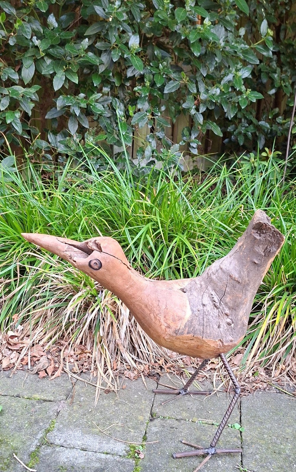 Unieke houten vogel decoratie, handgemaakt, Ophalen, Gebruikt, Bruin, Hout