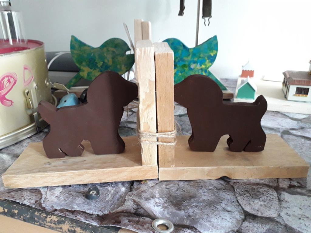 Houten Boekensteunen met Hondjes - Uniek en Handgemaakt, Ophalen, Hout, Gebruikt, Landelijk