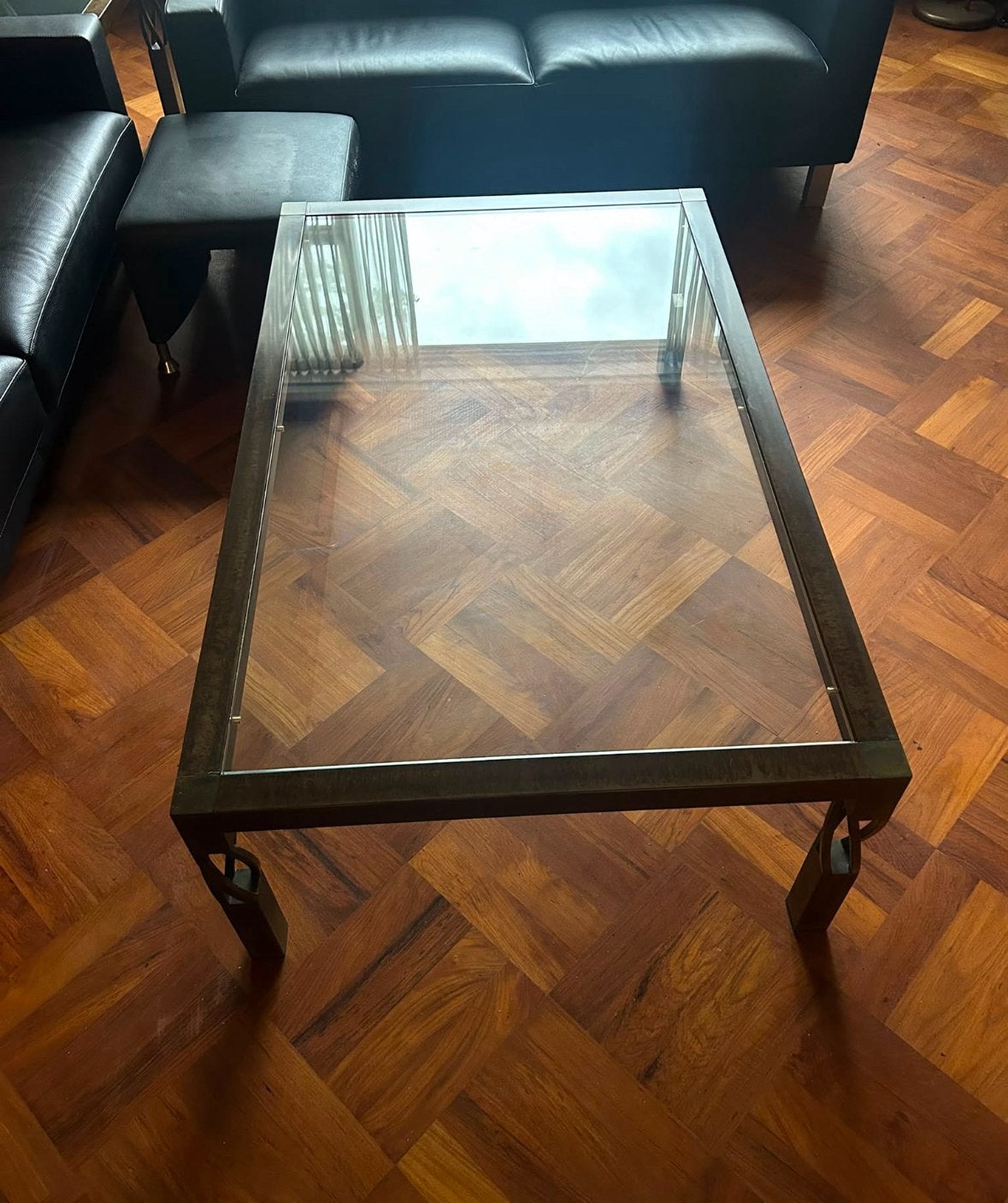 Glazen salontafel + 2 bijzettafels, Huis en Inrichting, Tafels | Salontafels, Ophalen, 50 tot 100 cm, Rechthoekig, Glas