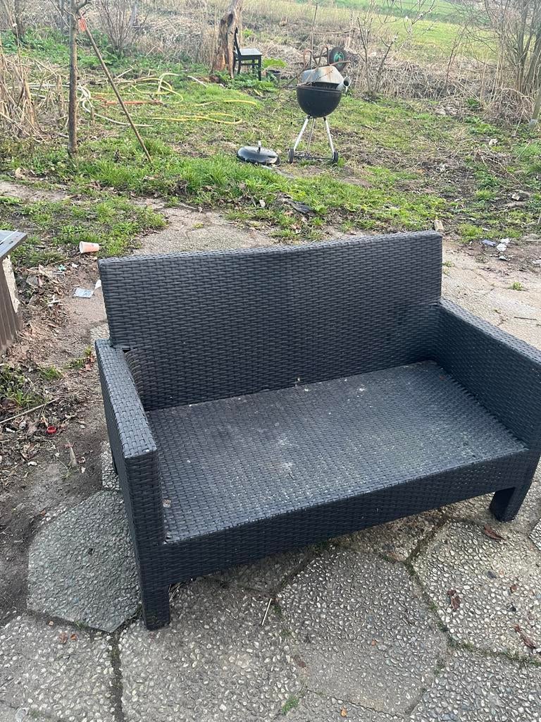 Zwarte kunststof tuinbank, Ophalen, Gebruikt, Kunststof
