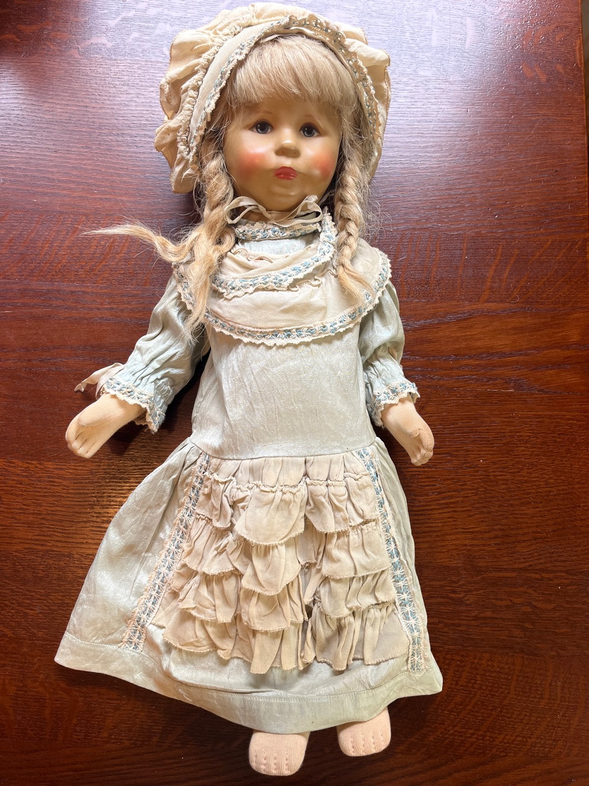Kathe Kruse Pop 48 cm - Vintage met Vlechten, Ophalen of Verzenden, Gebruikt, Pop