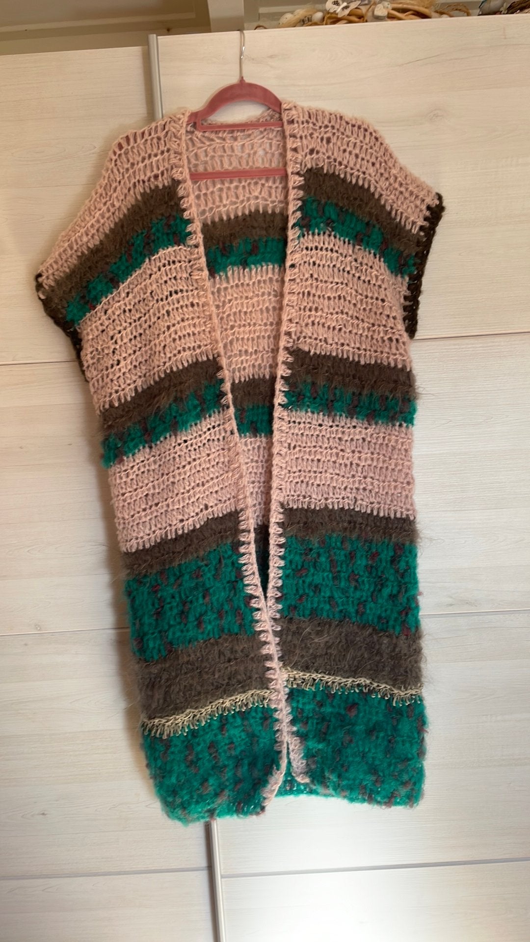 Lang vest mohair/ acryl/ leer, Ophalen of Verzenden, Nieuw, Maat 46/48 (XL) of groter, Meerkleurig