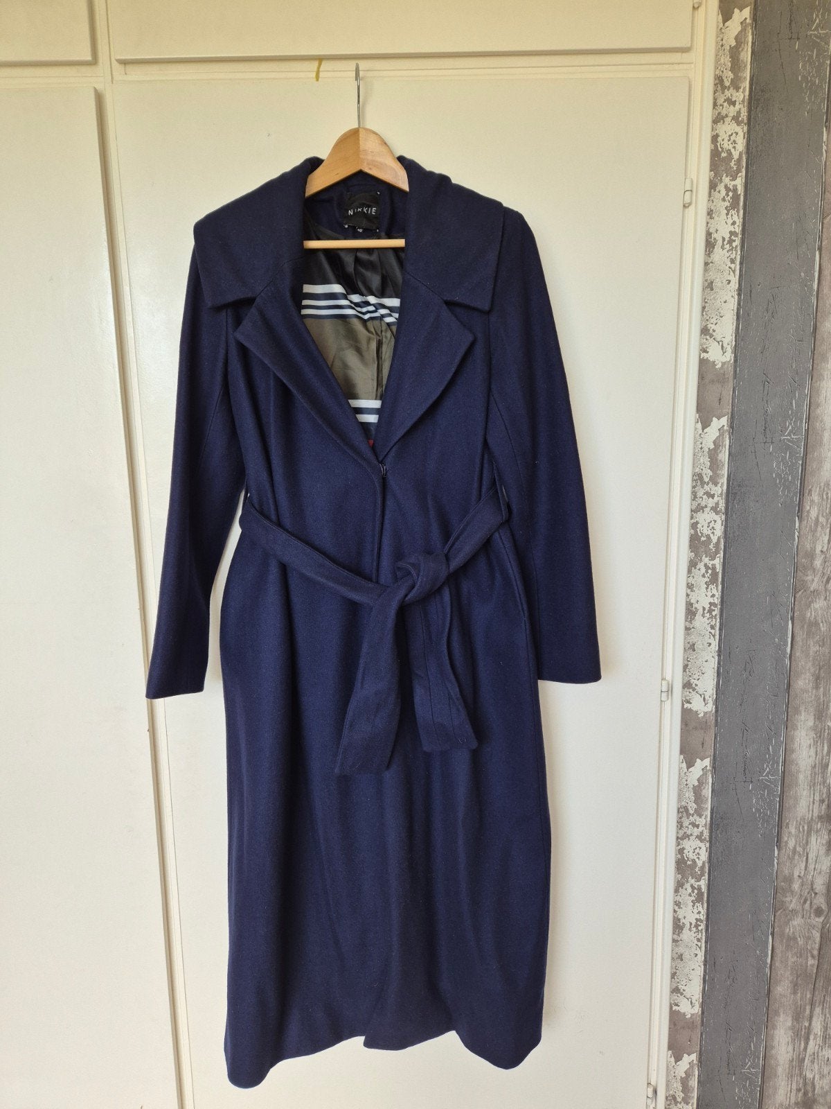 Nikkie wollen jas maat 40 manteljas, Kleding | Dames, Maat 38/40 (M), Blauw, Ophalen of Verzenden, Zo goed als nieuw