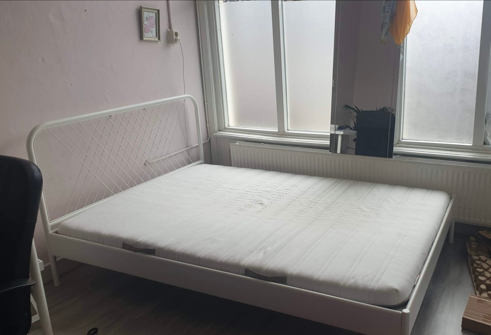 IKEA NESTTUN bedframe wit 140x200 cm met lattenbodem, Ophalen, Gebruikt, Wit, Tweepersoons