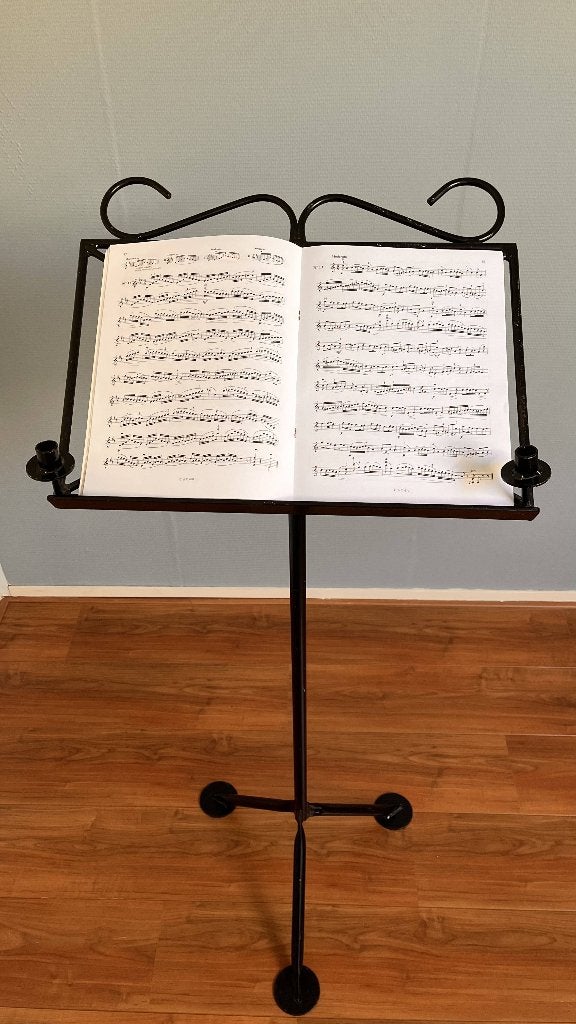 Antieke muziekstandaard, zwaar ijzer, zwart, Ophalen
