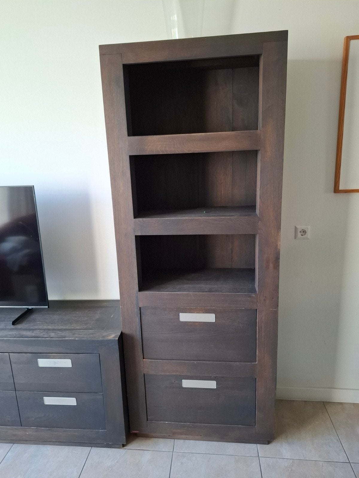 Eikenhouten kast van Van Dijk Furniture, 204x79x40 cm, Ophalen, Gebruikt, Landelijk, industrieel, 200 cm of meer