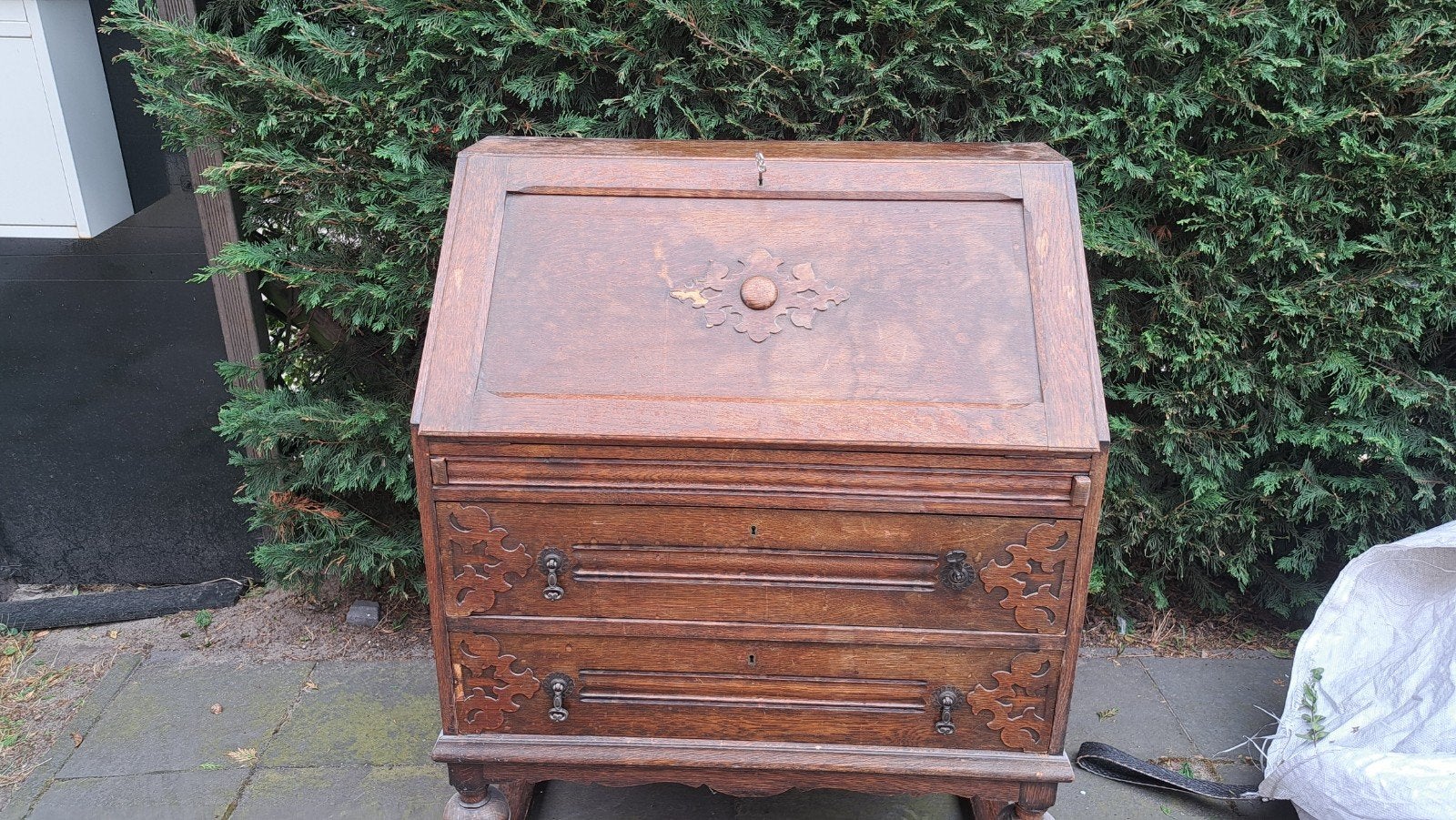 Antiek houten secretaire met lade en opbergvakken, Ophalen of Verzenden
