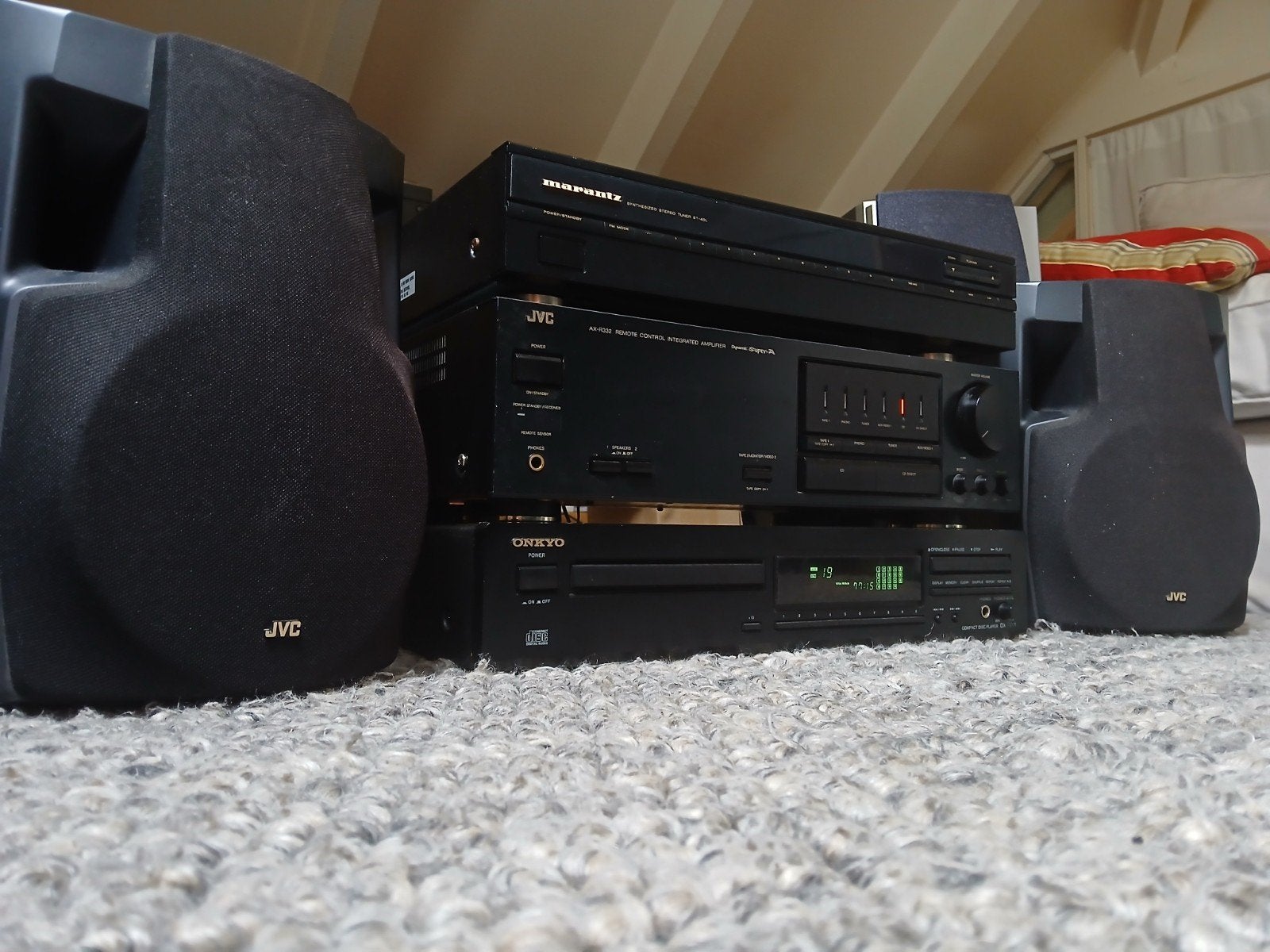 JVC Stereo Set met Marantz Tuner en Onkyo CD-speler