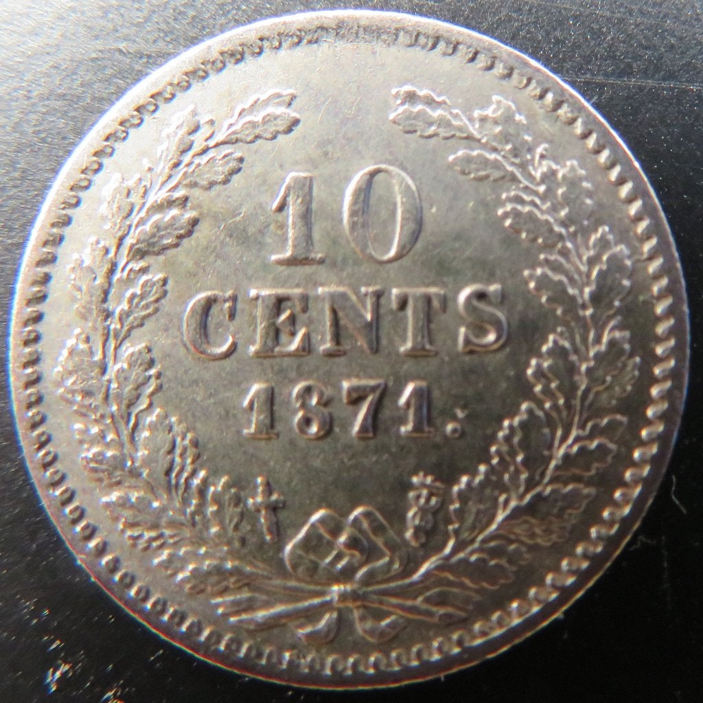 10 Cent 1871, Postzegels en Munten, Munten | Nederland, Koning Willem III, Verzenden, Zilver, 10 cent