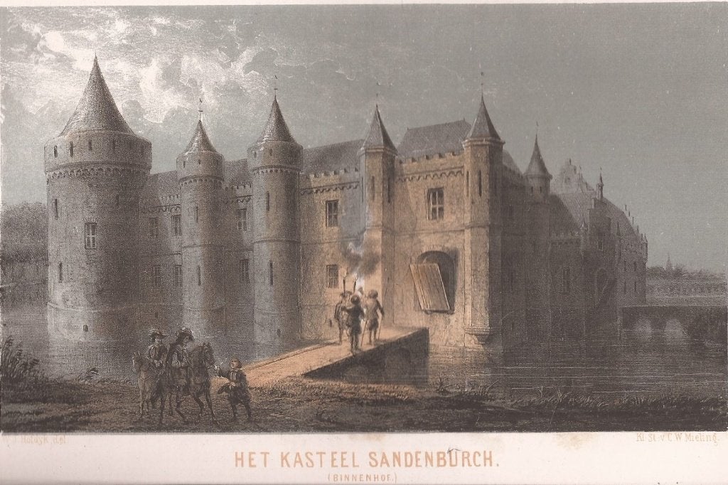 Het Kasteel Sandenburch -Zandenburg Veere Litho Hofdijk 1857, Origineel, 1800 - 1899, Architectuur, Ophalen of Verzenden