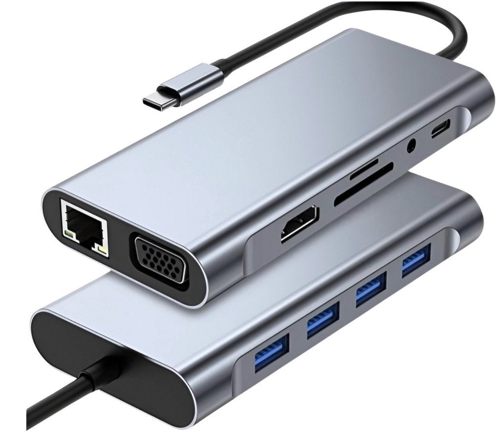 HOXO USB-C Hub 11-in-1 – HDMI 4K – VGA – LAN – 100W PD, Computers en Software, Laptop, Nieuw, Hoxo, Ophalen of Verzenden