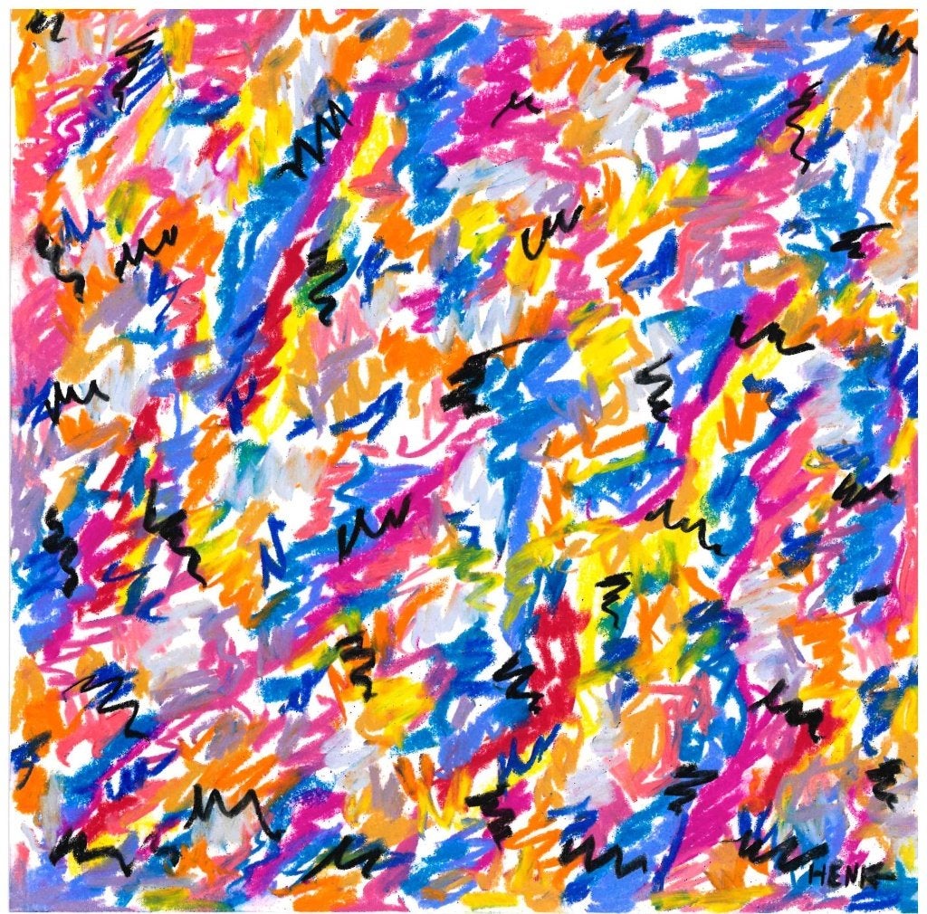 Orig. werk Pastel Henk de Bouter werk in felle kleuren, Antiek en Kunst, Ophalen of Verzenden