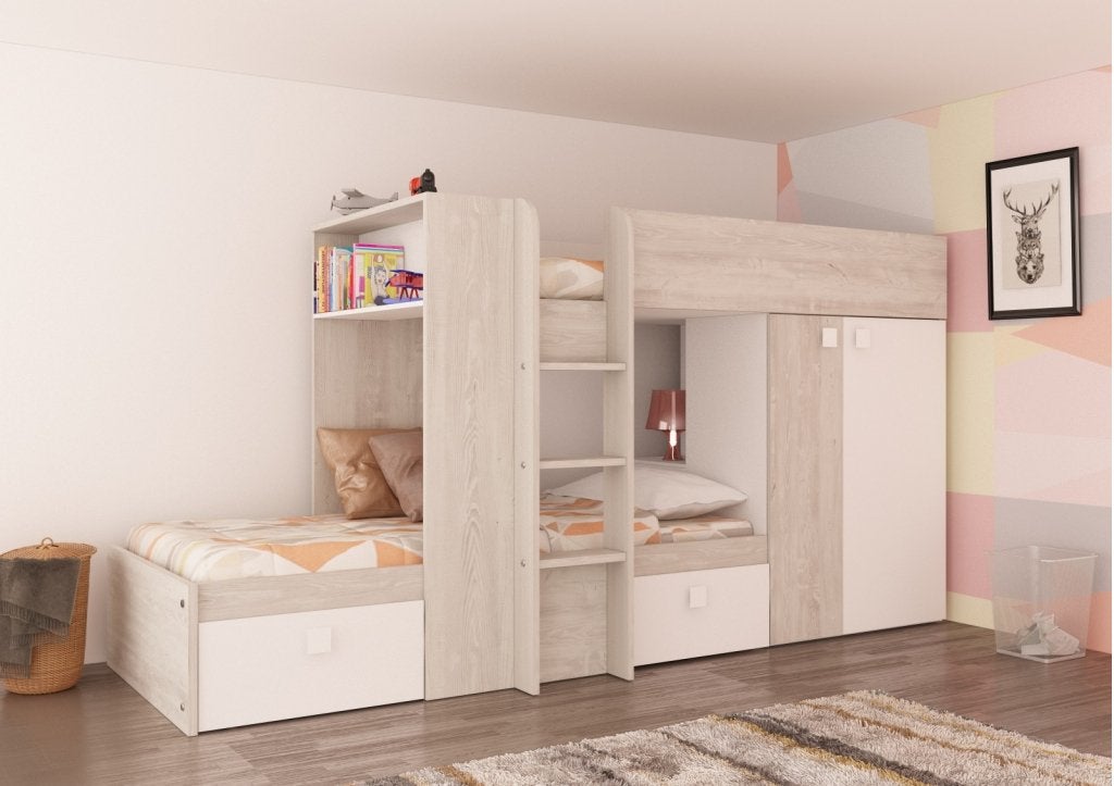 Maxim Multifunctioneel Stapelbed - 90x200 - Wit, Niet ingevuld, Niet ingevuld, Niet ingevuld