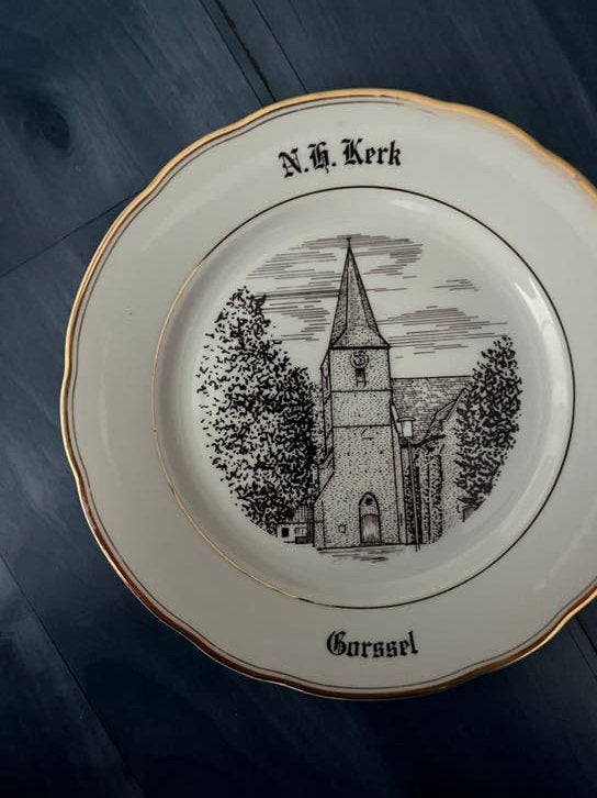 Uniek bord met afbeelding van N.H. Kerk Gorssel, Ophalen of Verzenden