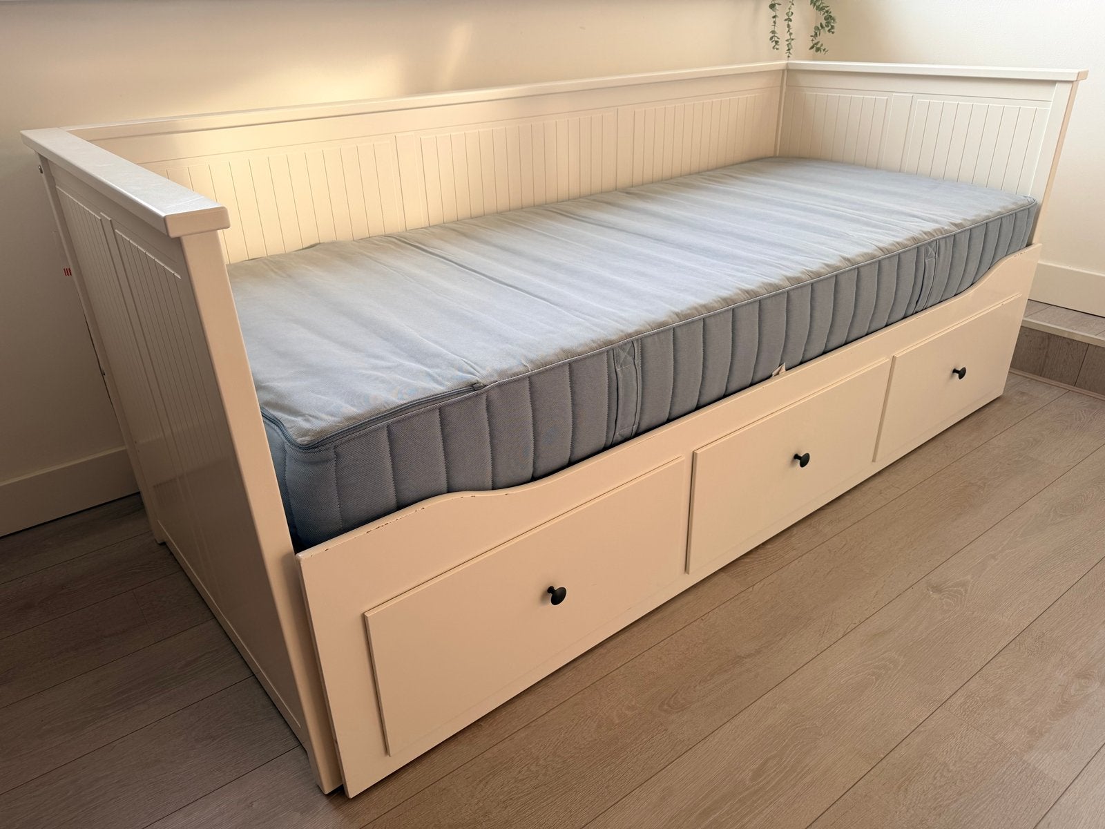 IKEA Hemnes bedbank met 3 lades zonder matras, Ophalen, Eenpersoons, Wit, 80 cm