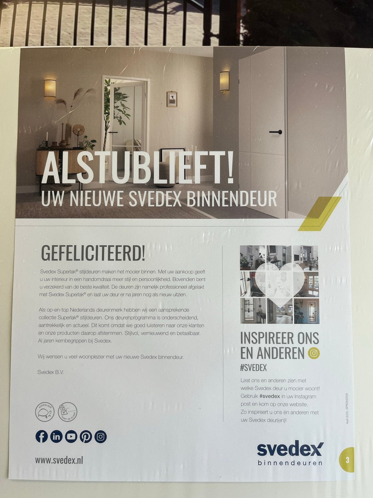 Nieuwe Svedex Binnendeur - Ongebruikt, 80 tot 100 cm, Binnendeur, Nieuw, 200 tot 215 cm