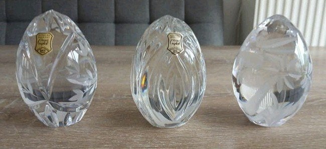 3 genuine hand cut lead crystal 24% pbo presse papier egg, Antiek en Kunst, Antiek | Glas en Kristal, Ophalen of Verzenden