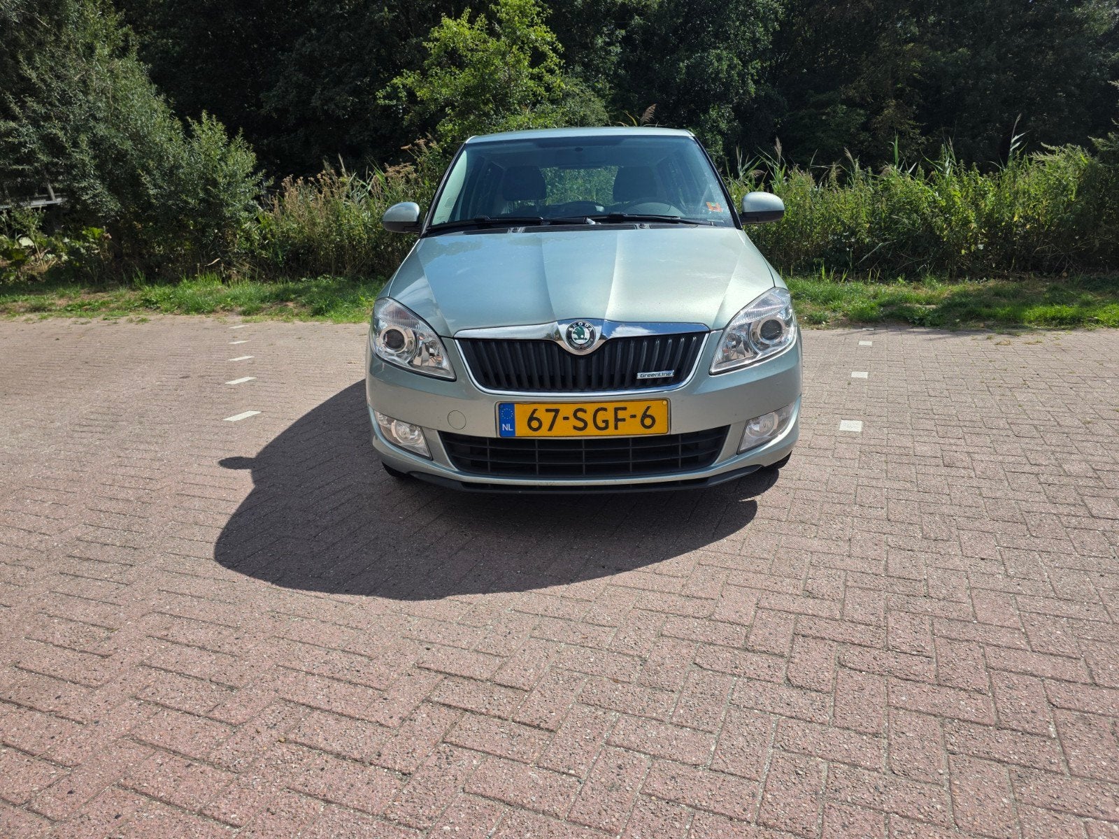 Skoda Fabia 1.2 TDI 55KW Greenline 2011 Groen, Auto's, Skoda, Voorwielaandrijving, Stof, 74 pk, Zwart