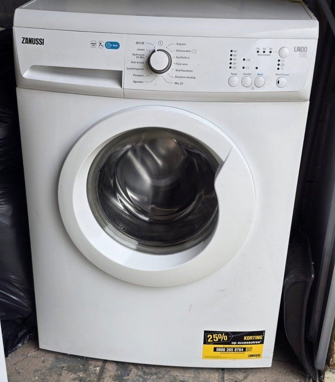 Zanussi Lindo 1400 7kg wasmachine, Witgoed en Apparatuur, Ophalen, Gebruikt, Voorlader, Kort programma