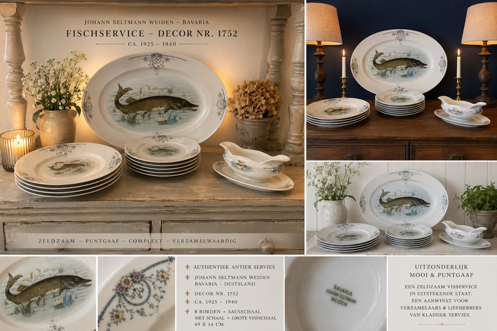 Zeer zeldzaam vis servies, Antiek en Kunst, Ophalen of Verzenden