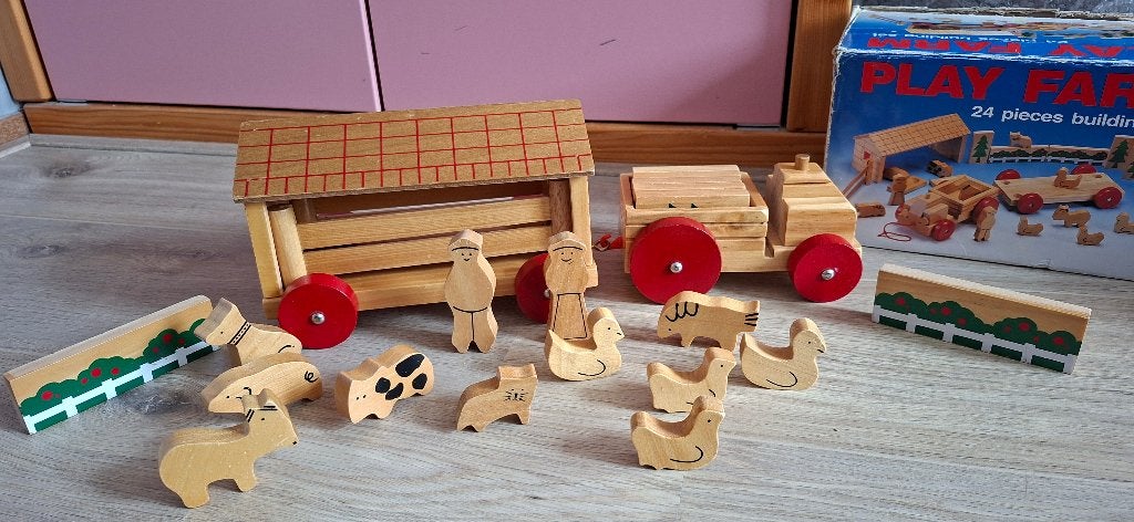Houten Boerderij Speelset - Vintage Speelgoed, Kinderen en Baby's, Speelgoed | Houten speelgoed, Ophalen, Gebruikt, Overige typen