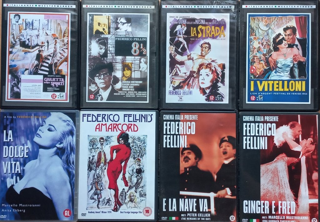 8x Fellini o.a. E la nave va, Amarcord, Ginger e Fred, 8 1/2, Vanaf 16 jaar, Verzenden, Nederlands, Italië