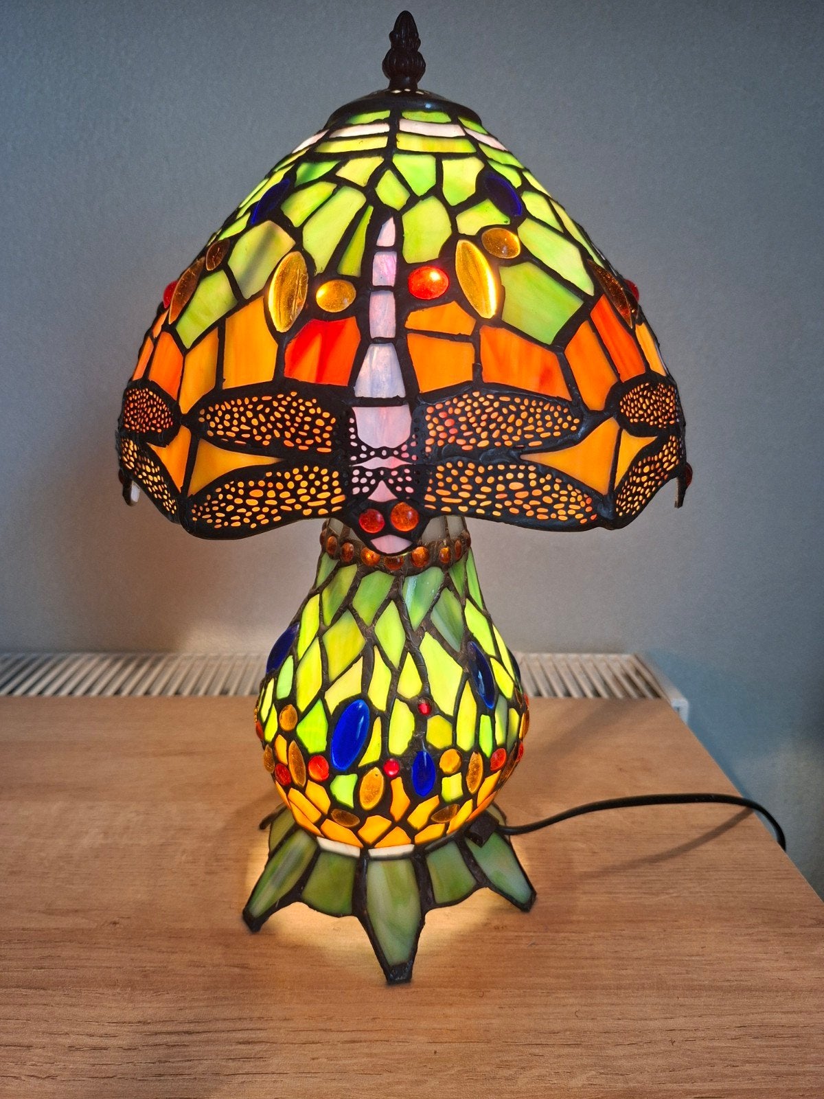 Prachtige Tiffany tafellamp, Ophalen, Art deco, E14 (klein), 40 cm